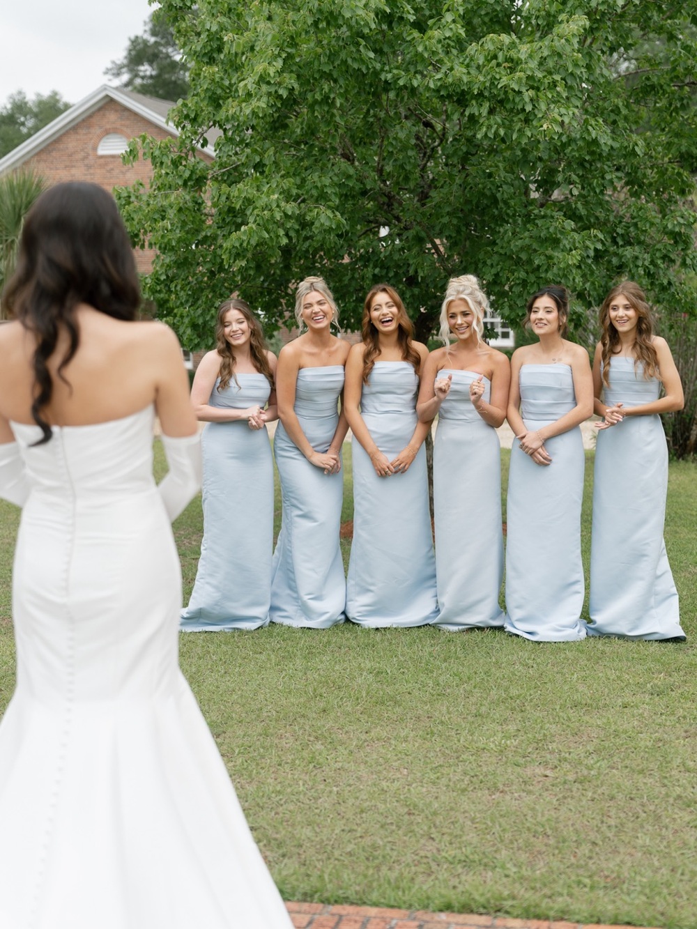 Classic Ice blue Amsale by Sonia Strapless Bridesmaid Gown - Picture 3 of 6